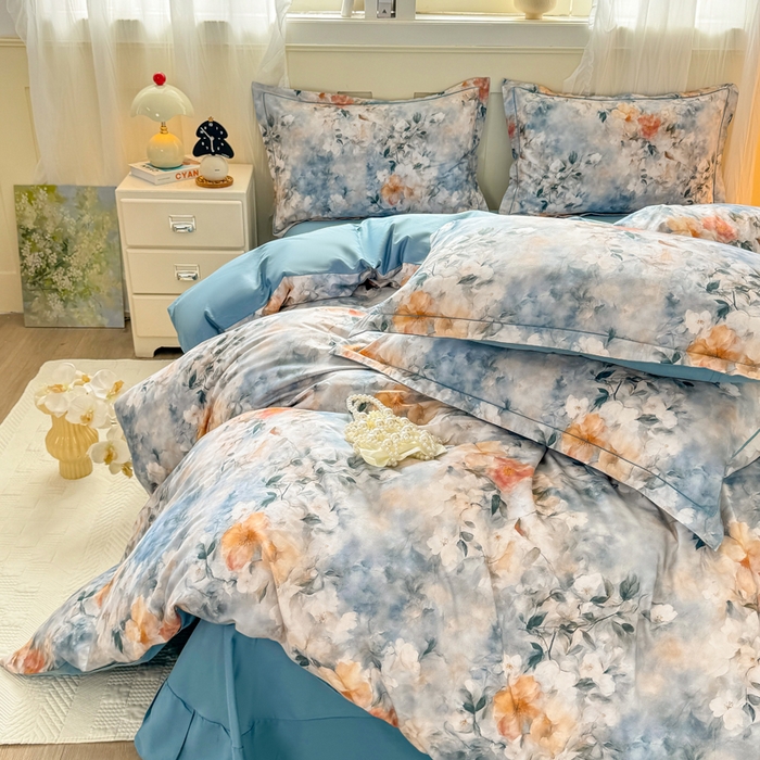 91家纺网 家纺一手货源 找家纺 红日子纺织品 2025新款全棉纯棉数码印花四件套 诗丹娜-深蓝