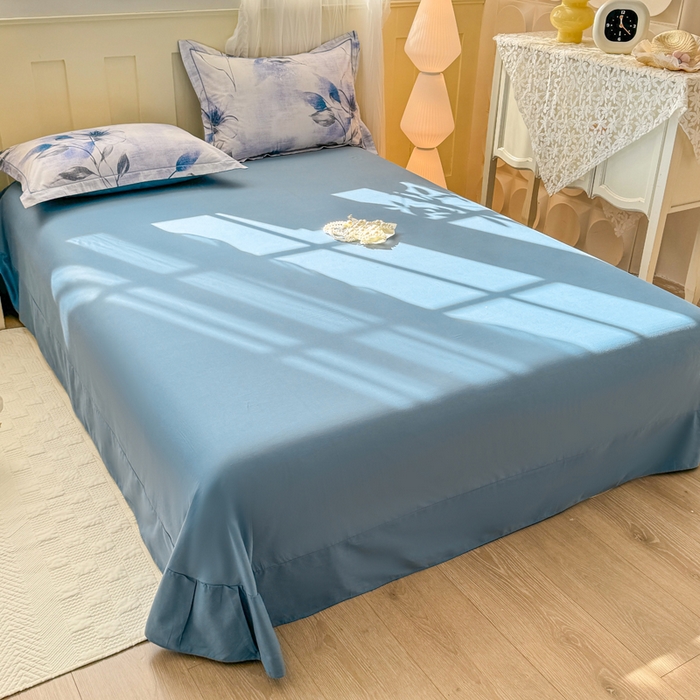 91家纺网 家纺一手货源 找家纺 红日子纺织品 2025新款全棉纯棉数码印花四件套 邂逅柔情-蓝