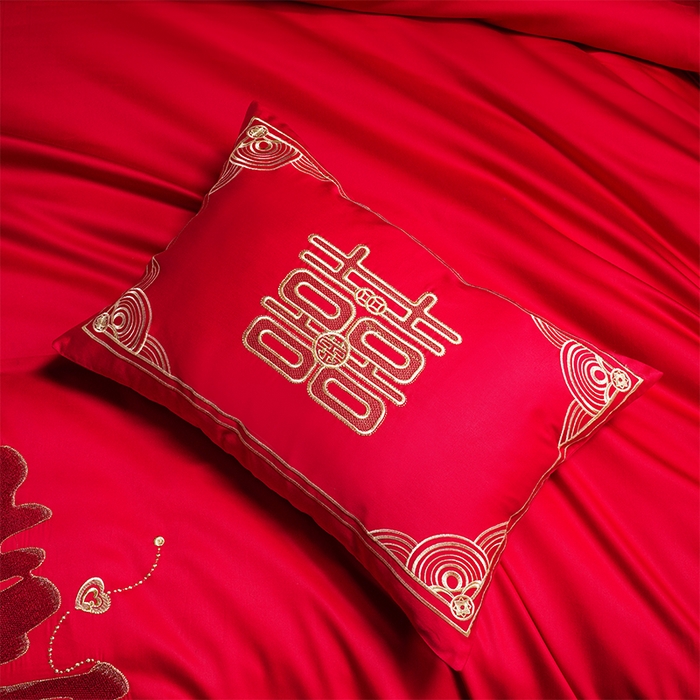 91家纺网 家纺一手货源 找家纺 用心 2025新款婚庆全棉刺绣四件套多件套系列花开浪漫金