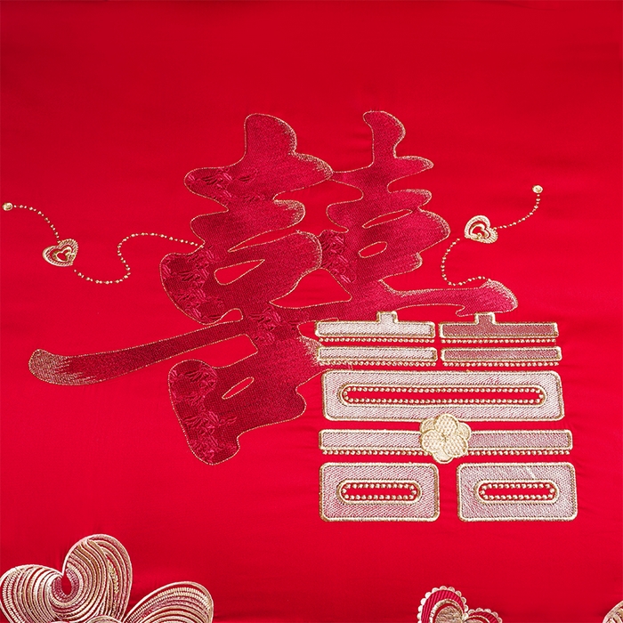 91家纺网 家纺一手货源 找家纺 用心 2025新款婚庆全棉刺绣四件套多件套系列花开浪漫金