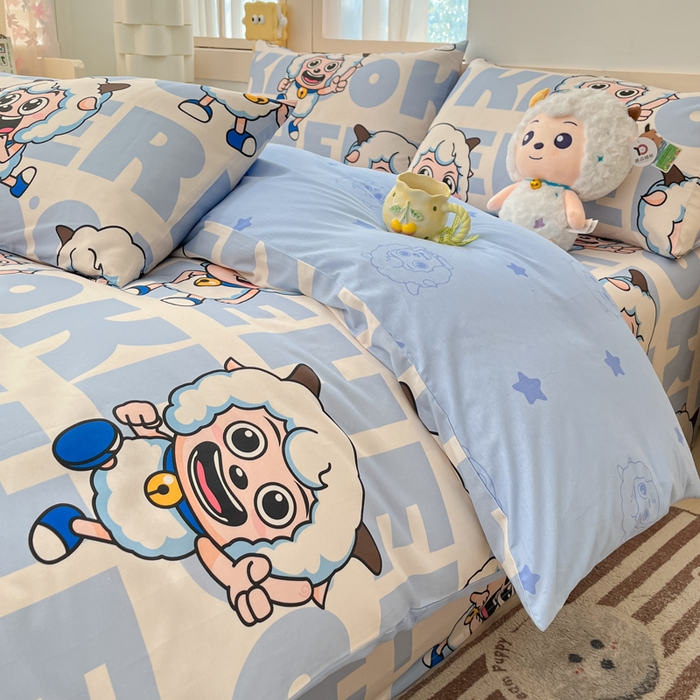 91家纺网 家纺一手货源 找家纺 （总）金鑫汇家纺 2025新款喜羊羊与灰太狼全棉四件套