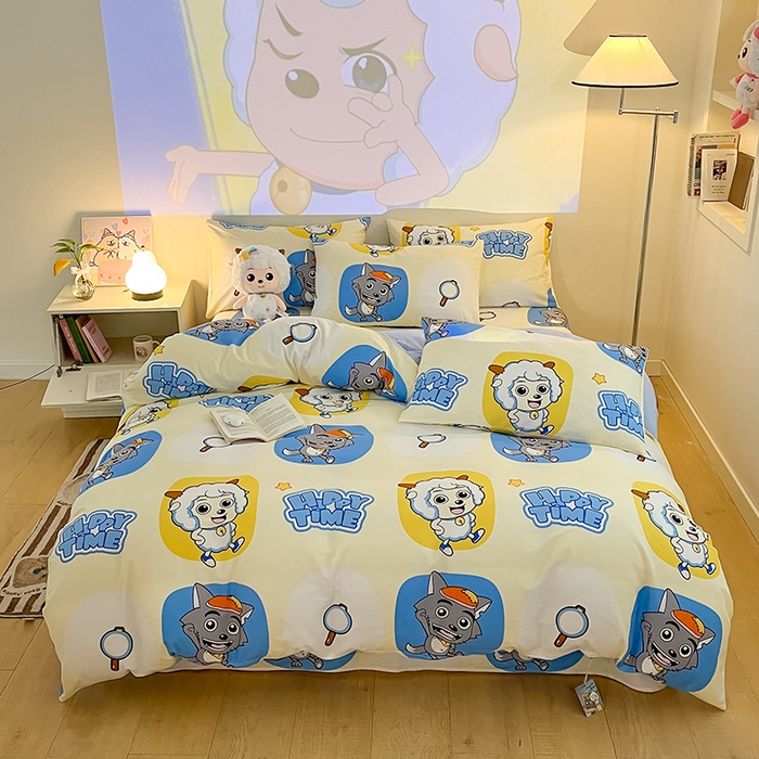 91家纺网 家纺一手货源 找家纺 （总）金鑫汇家纺 2025新款喜羊羊与灰太狼全棉四件套