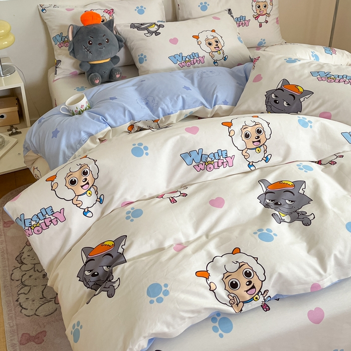 91家纺网 家纺一手货源 找家纺 （总）金鑫汇家纺 2025新款喜羊羊与灰太狼全棉四件套