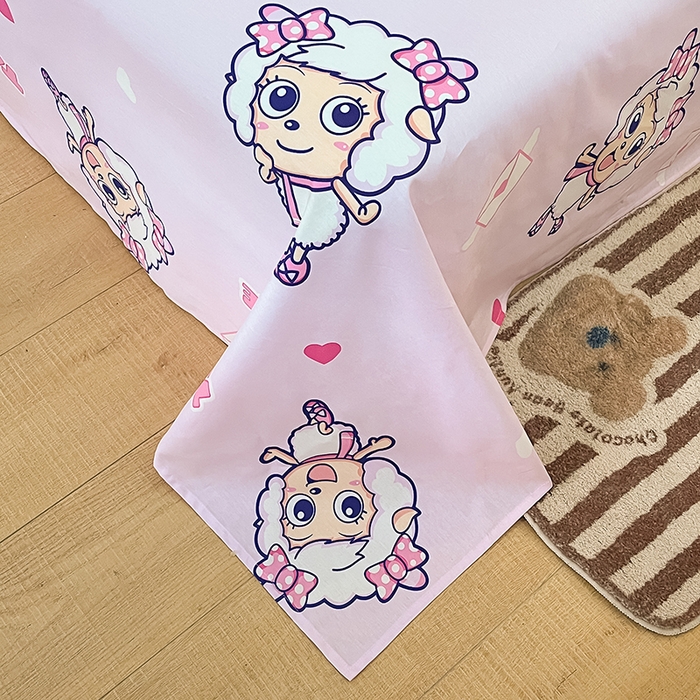 91家纺网 家纺一手货源 找家纺 金鑫汇家纺 2025新款喜羊羊与灰太狼全棉四件套 乖巧美羊羊