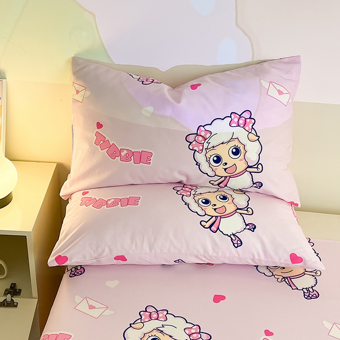 91家纺网 家纺一手货源 找家纺 金鑫汇家纺 2025新款喜羊羊与灰太狼全棉四件套 乖巧美羊羊