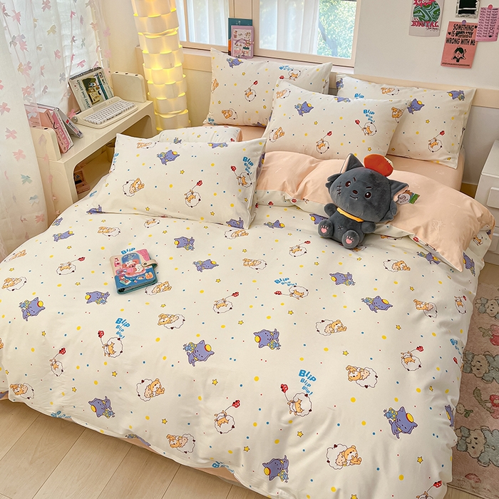 91家纺网 家纺一手货源 找家纺 金鑫汇家纺 2025新款喜羊羊与灰太狼全棉四件套 困困小狼羊