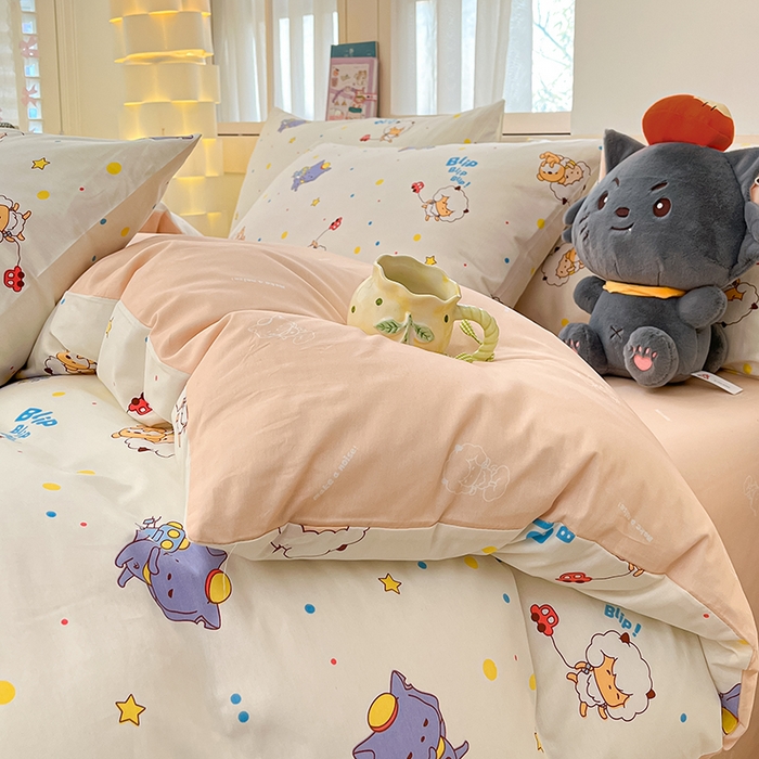 91家纺网 家纺一手货源 找家纺 金鑫汇家纺 2025新款喜羊羊与灰太狼全棉四件套 困困小狼羊