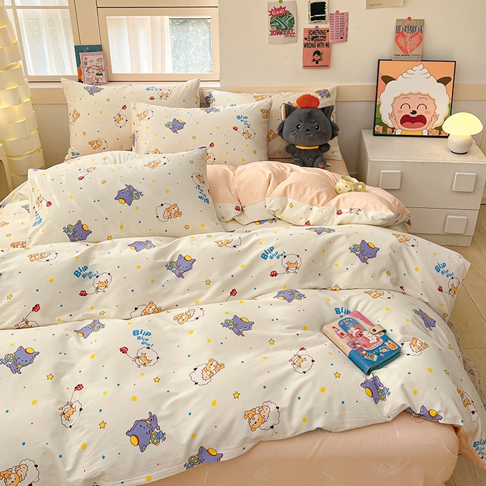 91家纺网 家纺一手货源 找家纺 金鑫汇家纺 2025新款喜羊羊与灰太狼全棉四件套 困困小狼羊