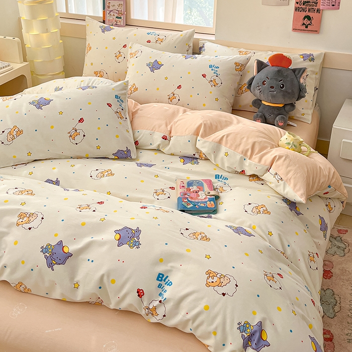 91家纺网 家纺一手货源 找家纺 金鑫汇家纺 2025新款喜羊羊与灰太狼全棉四件套 困困小狼羊