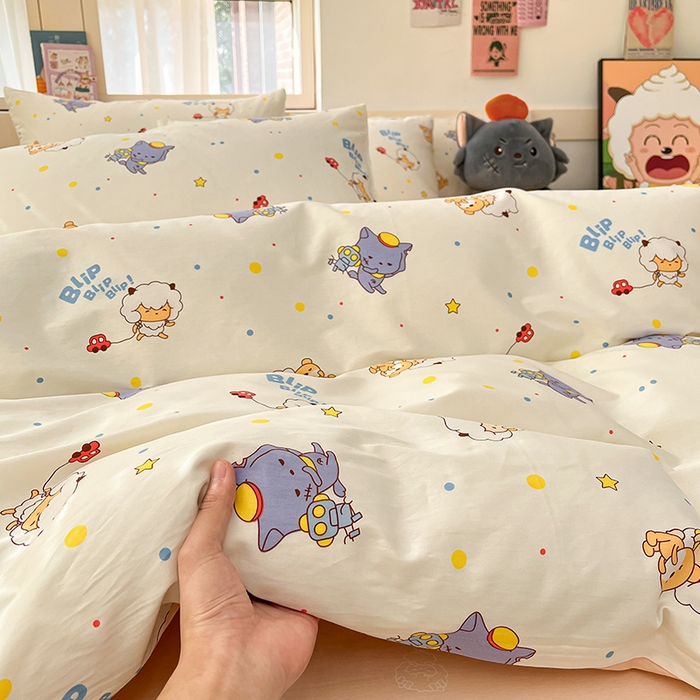 91家纺网 家纺一手货源 找家纺 金鑫汇家纺 2025新款喜羊羊与灰太狼全棉四件套 困困小狼羊