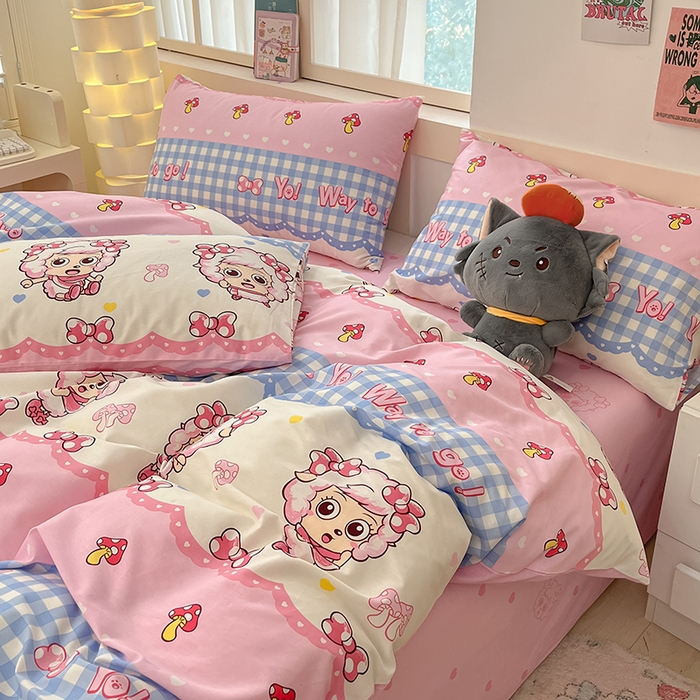 91家纺网 家纺一手货源 找家纺 金鑫汇家纺 2025新款喜羊羊与灰太狼全棉四件套 甜宅美羊羊