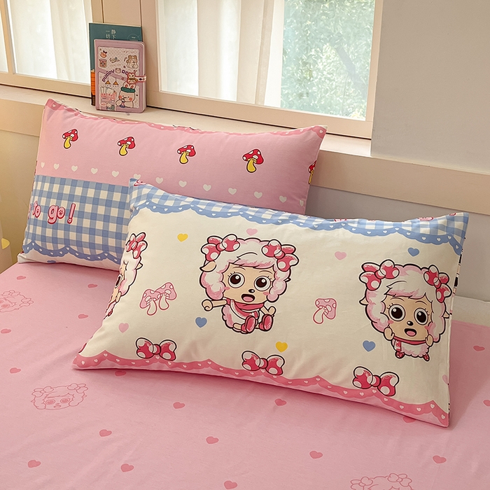 91家纺网 家纺一手货源 找家纺 金鑫汇家纺 2025新款喜羊羊与灰太狼全棉四件套 甜宅美羊羊