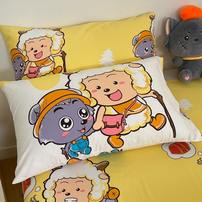 91家纺网 家纺一手货源 找家纺 金鑫汇家纺 2025新款喜羊羊与灰太狼全棉四件套 寻宝奇遇记