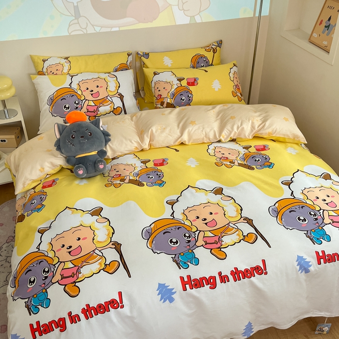 91家纺网 家纺一手货源 找家纺 金鑫汇家纺 2025新款喜羊羊与灰太狼全棉四件套 寻宝奇遇记