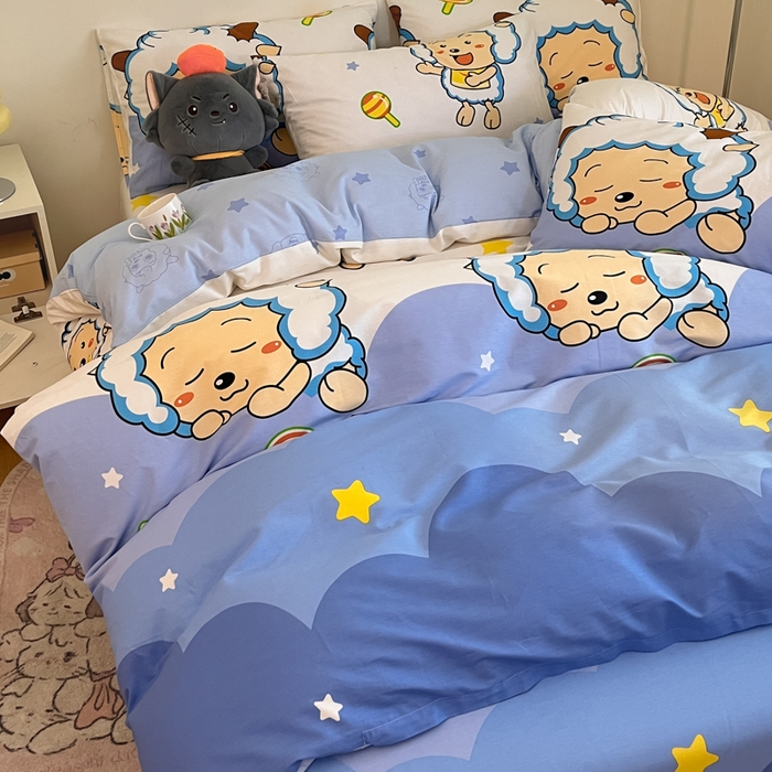 91家纺网 家纺一手货源 找家纺 金鑫汇家纺 2025新款喜羊羊与灰太狼全棉四件套 懒懒大王