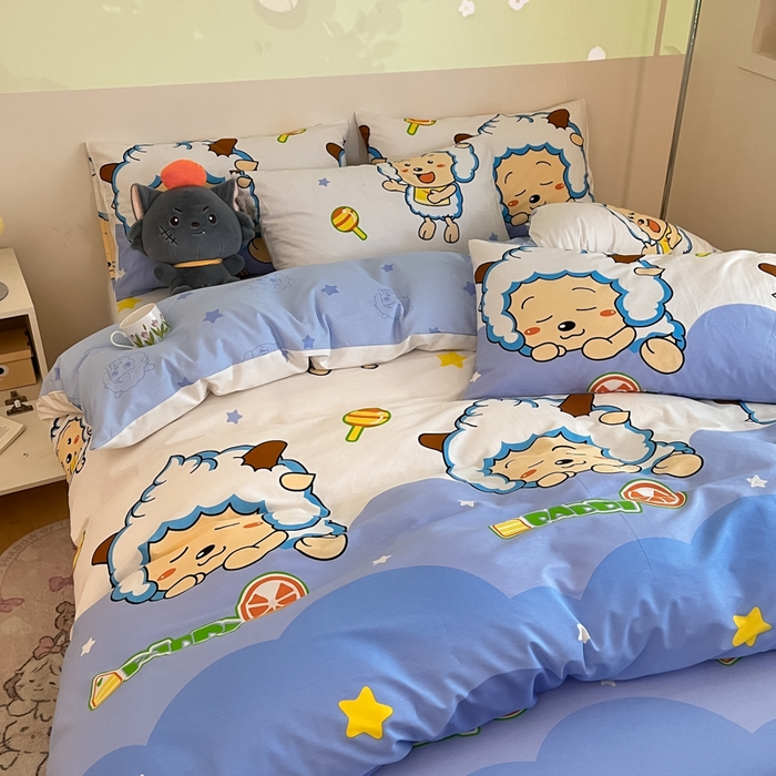 91家纺网 家纺一手货源 找家纺 金鑫汇家纺 2025新款喜羊羊与灰太狼全棉四件套 懒懒大王