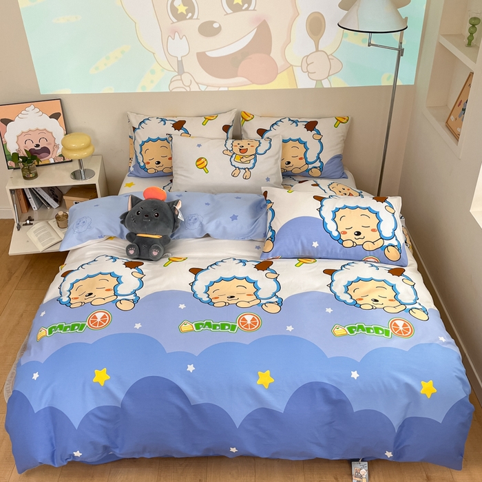 91家纺网 家纺一手货源 找家纺 金鑫汇家纺 2025新款喜羊羊与灰太狼全棉四件套 懒懒大王