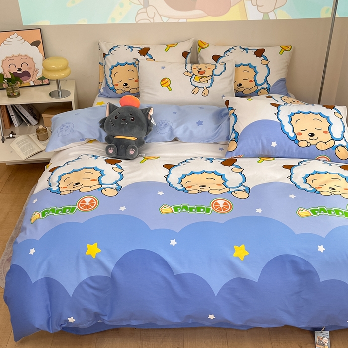 91家纺网 家纺一手货源 找家纺 金鑫汇家纺 2025新款喜羊羊与灰太狼全棉四件套 懒懒大王