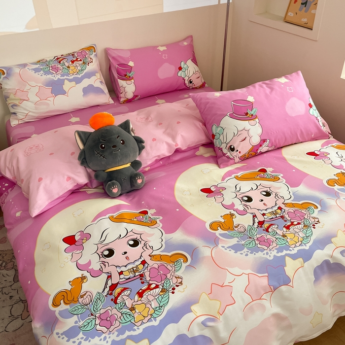 金鑫汇家纺 2025新款喜羊羊与灰太狼全棉四件套 月光精灵