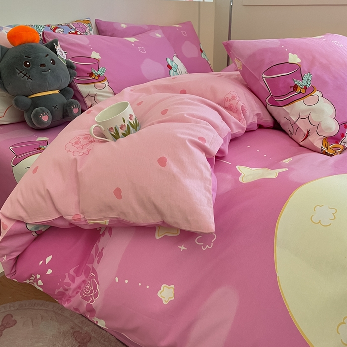 91家纺网 家纺一手货源 找家纺 金鑫汇家纺 2025新款喜羊羊与灰太狼全棉四件套 月光精灵