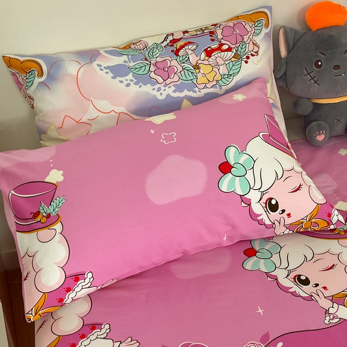 91家纺网 家纺一手货源 找家纺 金鑫汇家纺 2025新款喜羊羊与灰太狼全棉四件套 月光精灵