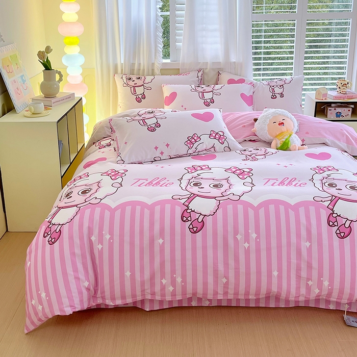 91家纺网 家纺一手货源 找家纺 金鑫汇家纺 2025新款喜羊羊与灰太狼全棉四件套 时尚美羊羊