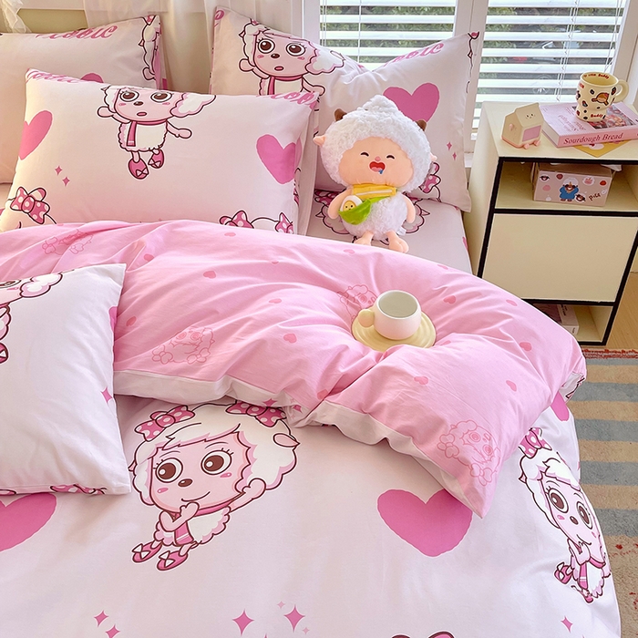 91家纺网 家纺一手货源 找家纺 金鑫汇家纺 2025新款喜羊羊与灰太狼全棉四件套 时尚美羊羊