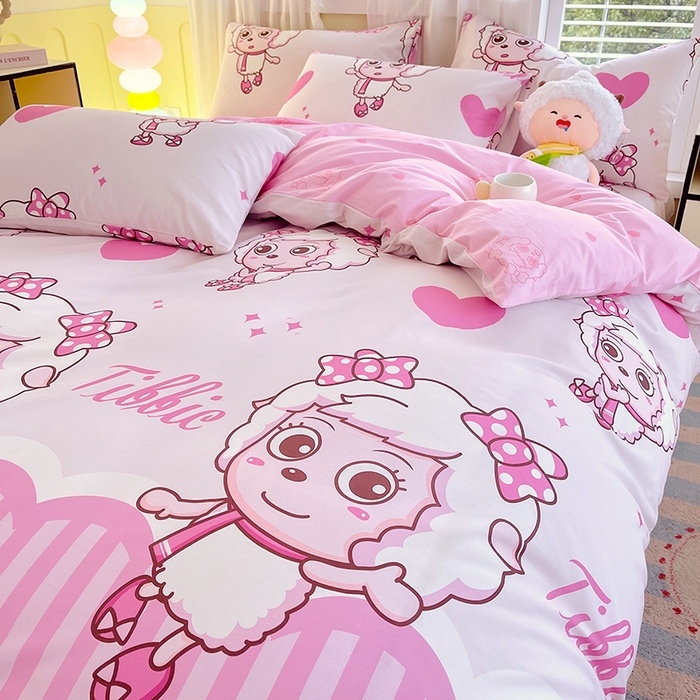 91家纺网 家纺一手货源 找家纺 金鑫汇家纺 2025新款喜羊羊与灰太狼全棉四件套 时尚美羊羊