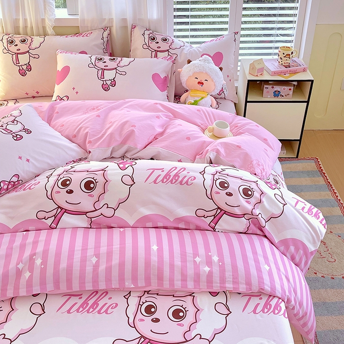 91家纺网 家纺一手货源 找家纺 金鑫汇家纺 2025新款喜羊羊与灰太狼全棉四件套 时尚美羊羊