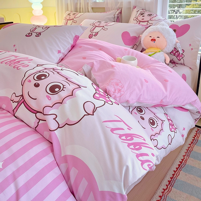 91家纺网 家纺一手货源 找家纺 金鑫汇家纺 2025新款喜羊羊与灰太狼全棉四件套 时尚美羊羊