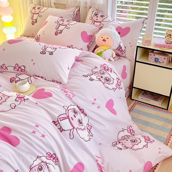 91家纺网 家纺一手货源 找家纺 金鑫汇家纺 2025新款喜羊羊与灰太狼全棉四件套 时尚美羊羊