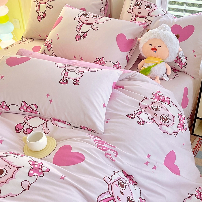 91家纺网 家纺一手货源 找家纺 金鑫汇家纺 2025新款喜羊羊与灰太狼全棉四件套 时尚美羊羊