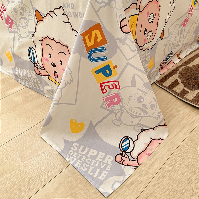 91家纺网 家纺一手货源 找家纺 金鑫汇家纺 2025新款喜羊羊与灰太狼全棉四件套 探索懒羊羊