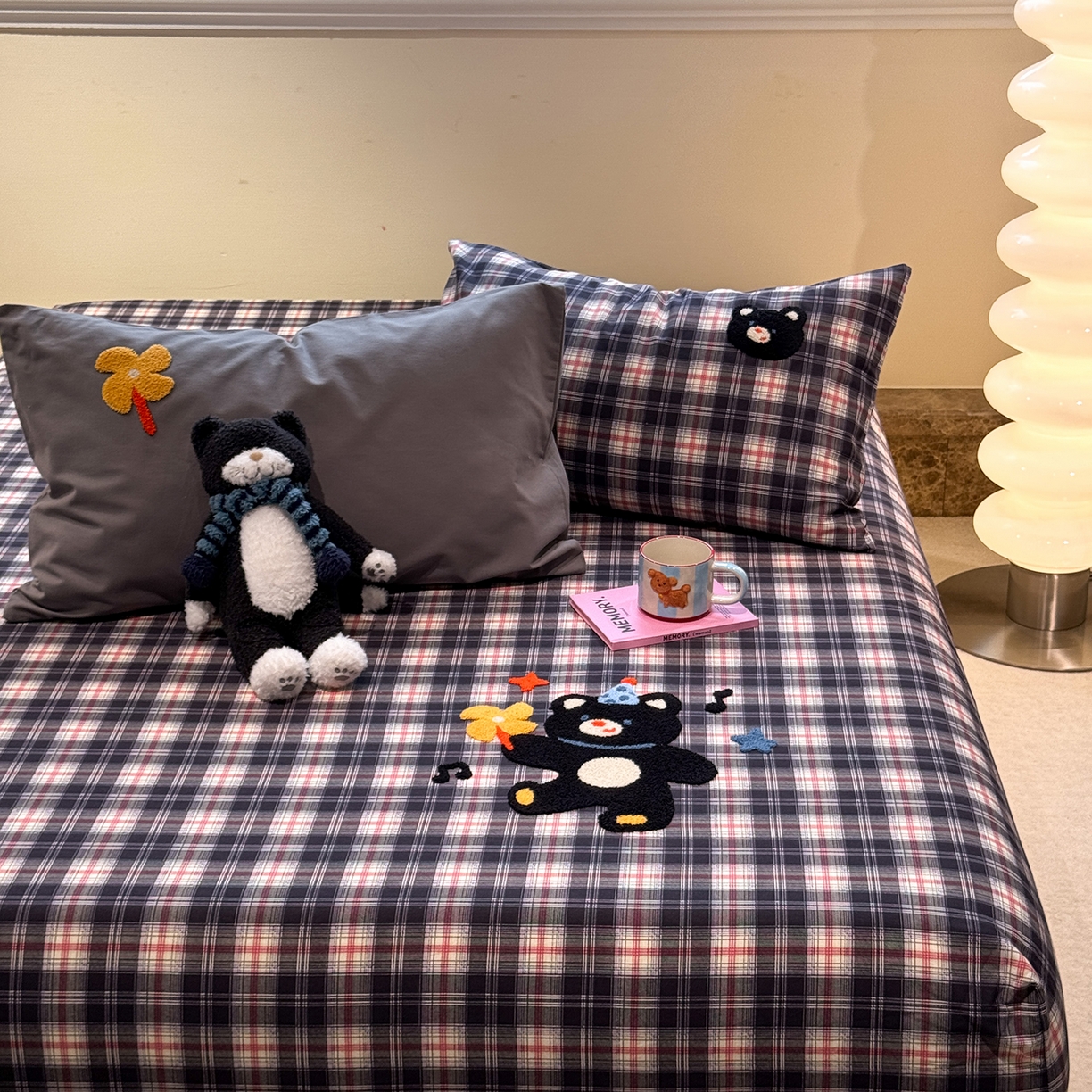 91家纺网 家纺一手货源 找家纺 珺柔家纺 2025新款磨毛毛巾绣床笠 风车小熊