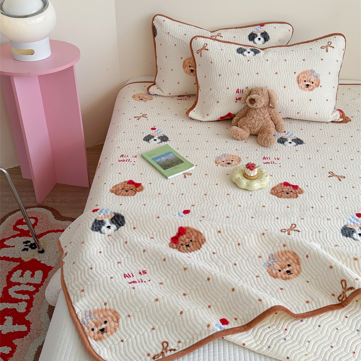 91家纺网 家纺一手货源 找家纺 （总）暖生活 2025新款高克重牛奶绒床盖三件套