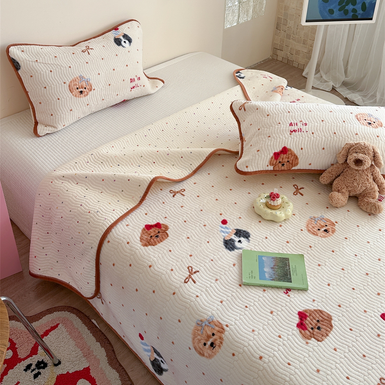 91家纺网 家纺一手货源 找家纺 （总）暖生活 2025新款高克重牛奶绒床盖三件套