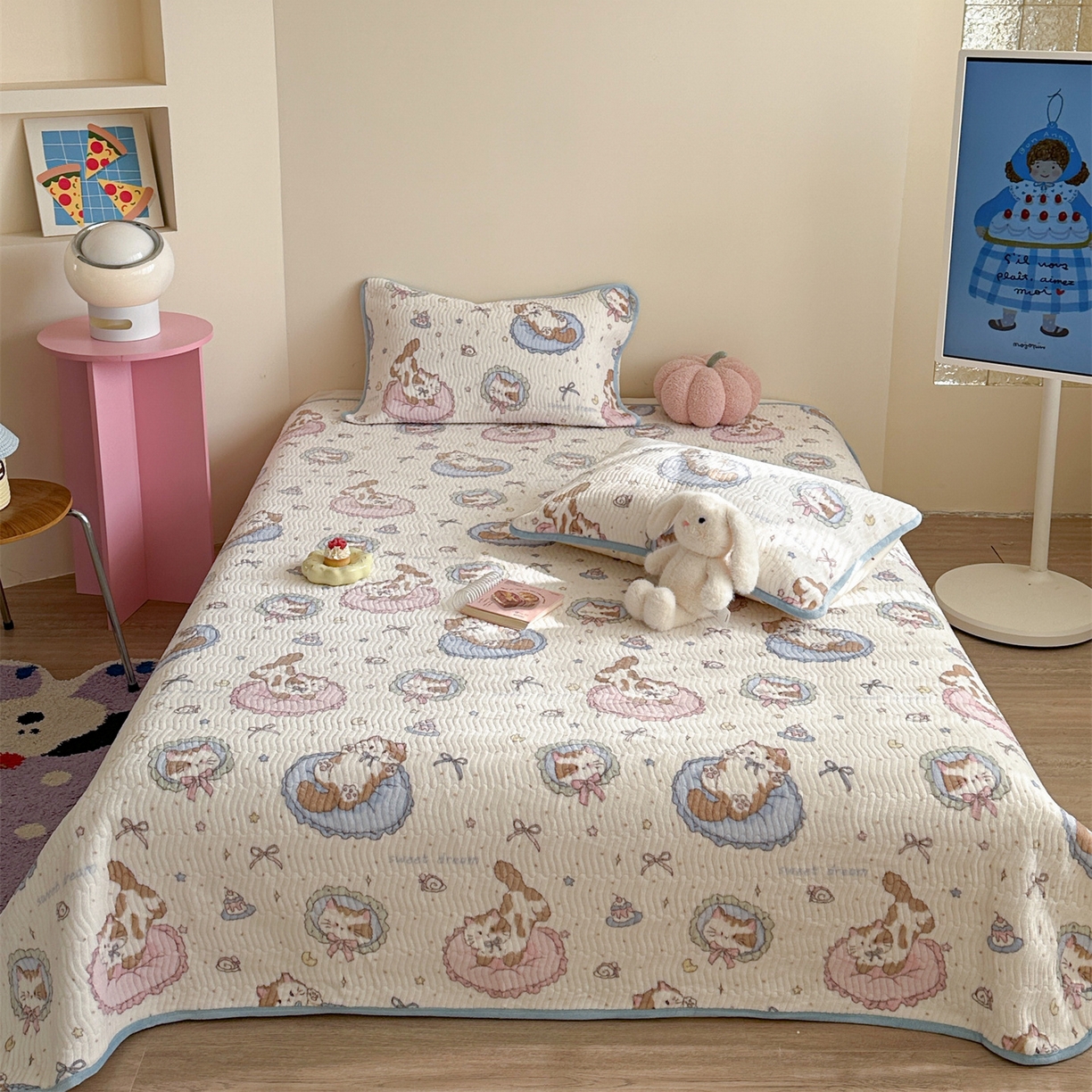 91家纺网 家纺一手货源 找家纺 （总）暖生活 2025新款高克重牛奶绒床盖三件套