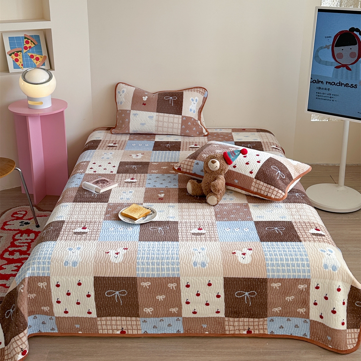 91家纺网 家纺一手货源 找家纺 （总）暖生活 2025新款高克重牛奶绒床盖三件套