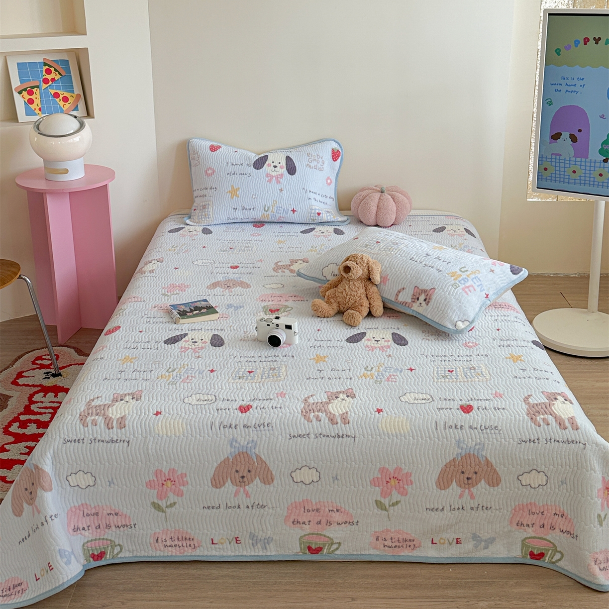 91家纺网 家纺一手货源 找家纺 （总）暖生活 2025新款高克重牛奶绒床盖三件套