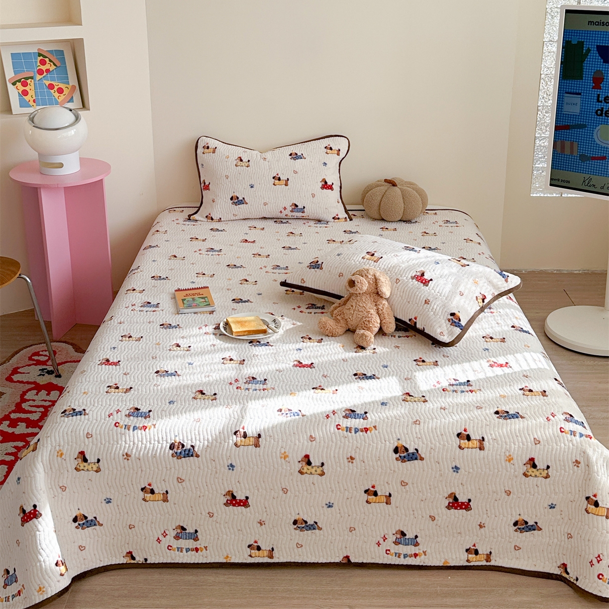 91家纺网 家纺一手货源 找家纺 （总）暖生活 2025新款高克重牛奶绒床盖三件套