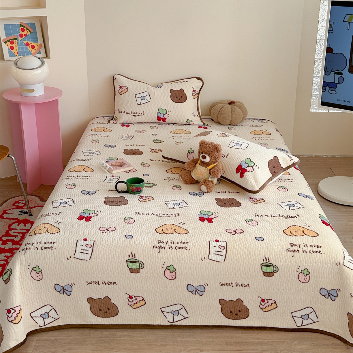 91家纺网 家纺一手货源 找家纺 （总）暖生活 2025新款高克重牛奶绒床盖三件套