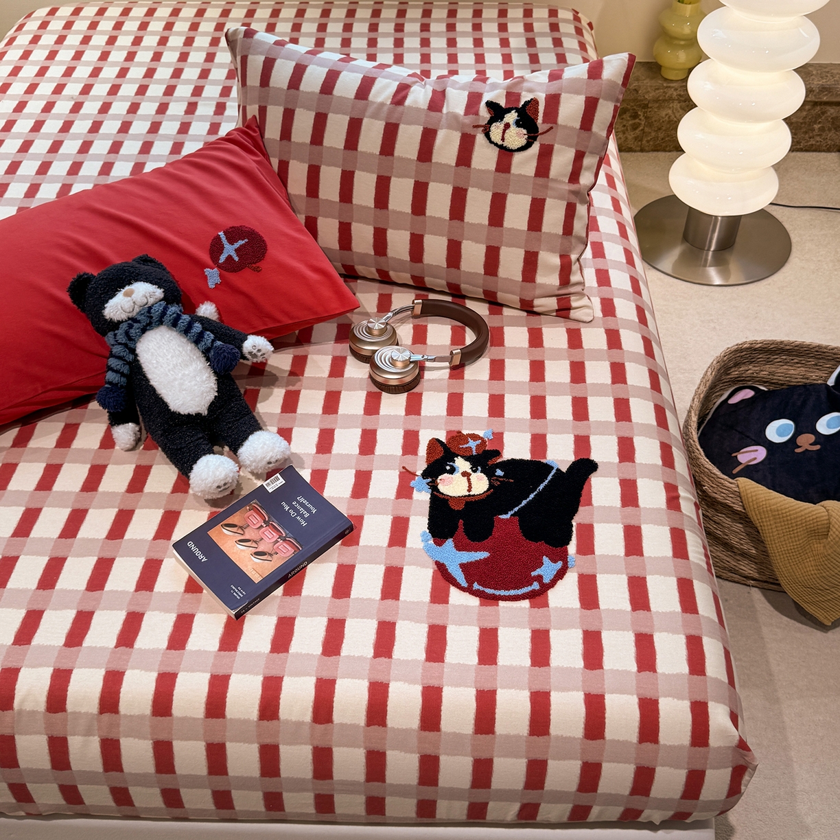 91家纺网 家纺一手货源 找家纺 珺柔家纺 2025新款磨毛毛巾绣床笠 萌神小喵