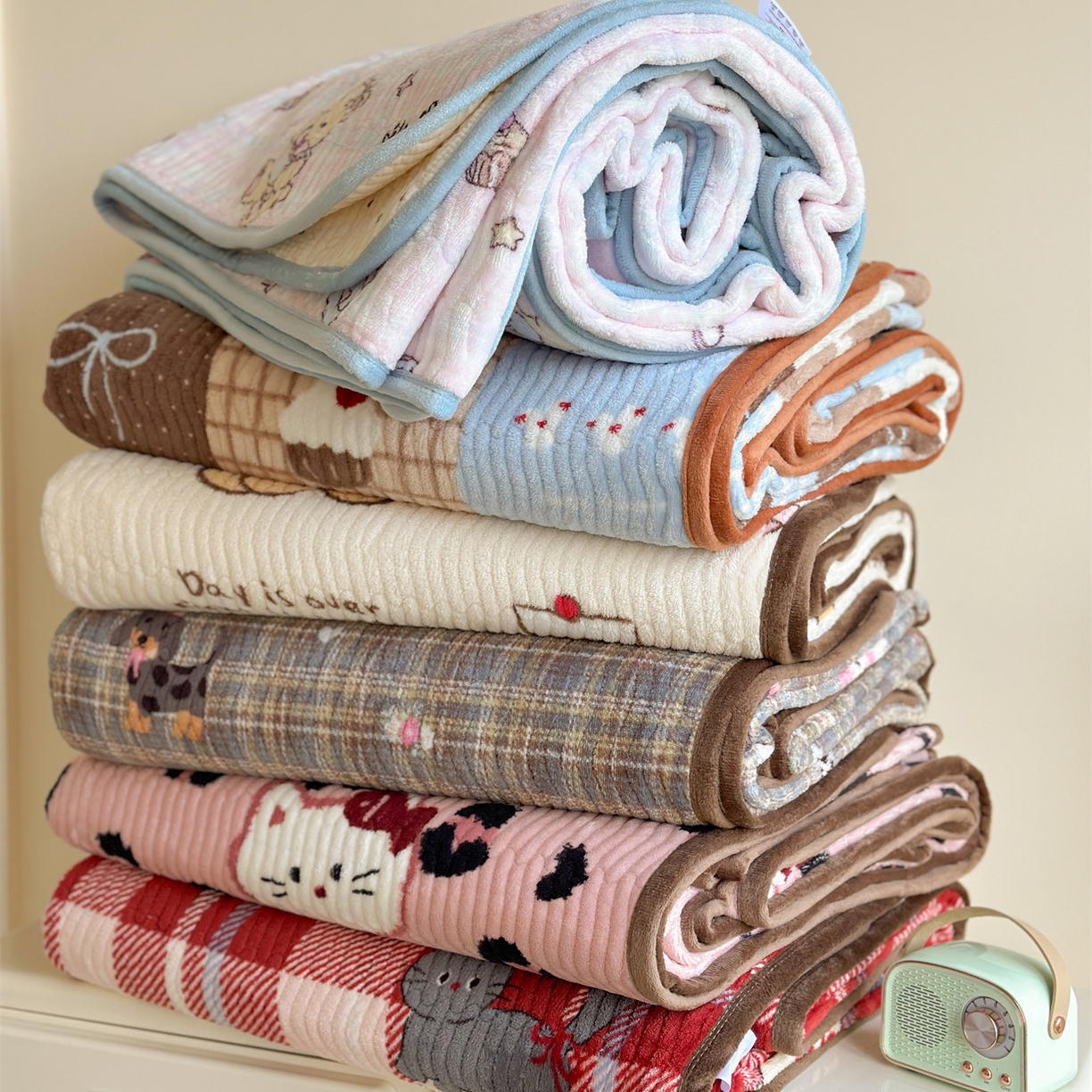 91家纺网 家纺一手货源 找家纺 暖生活 2025新款高克重牛奶绒床盖三件套 组合