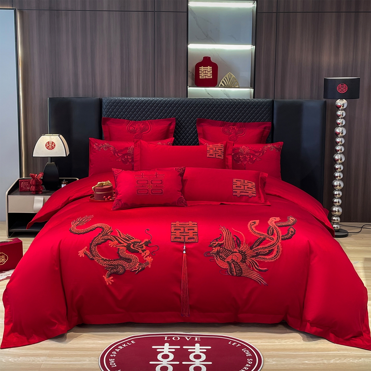 91家纺网 家纺一手货源 找家纺 （总）芊囍纺 2024新款亲肤磨毛婚庆刺绣四件套