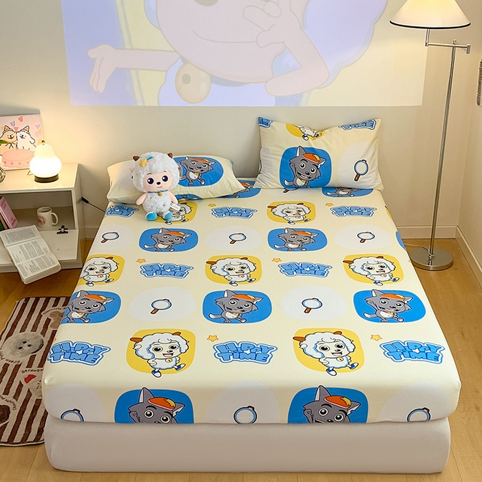 91家纺网 家纺一手货源 找家纺 （总）金鑫汇家纺 2025新款喜羊羊与灰太狼全棉单品床笠