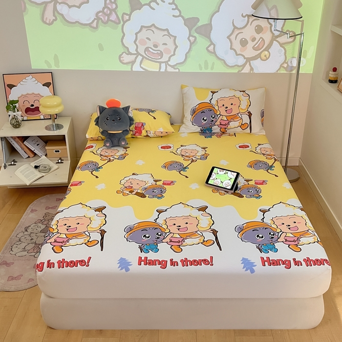 91家纺网 家纺一手货源 找家纺 （总）金鑫汇家纺 2025新款喜羊羊与灰太狼全棉单品床笠