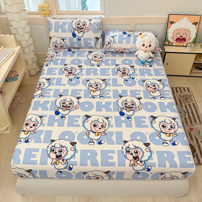 91家纺网 家纺一手货源 找家纺 （总）金鑫汇家纺 2025新款喜羊羊与灰太狼全棉单品床笠