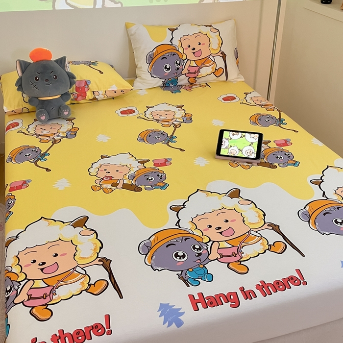 91家纺网 家纺一手货源 找家纺 金鑫汇家纺 2025新款喜羊羊与灰太狼全棉单品床笠 寻宝奇遇记