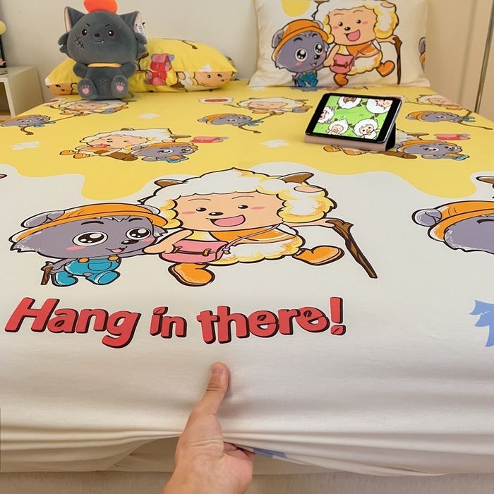 91家纺网 家纺一手货源 找家纺 金鑫汇家纺 2025新款喜羊羊与灰太狼全棉单品床笠 寻宝奇遇记