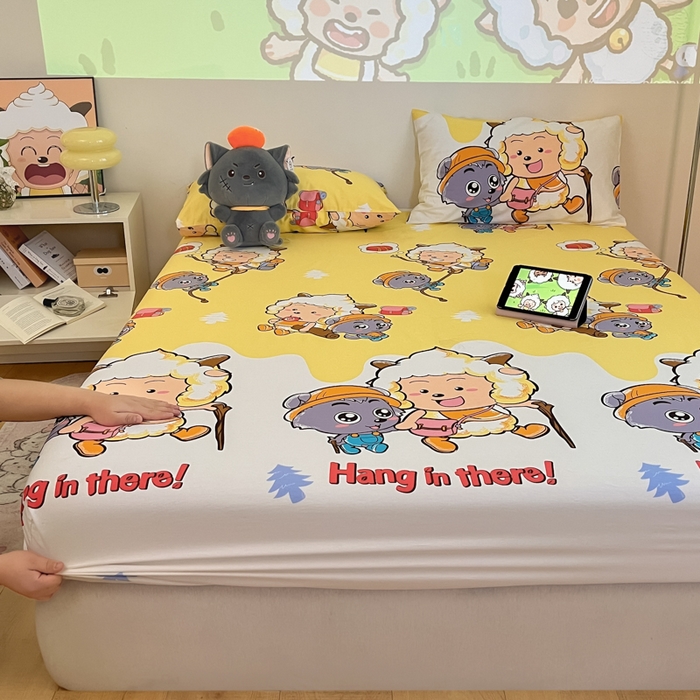 91家纺网 家纺一手货源 找家纺 金鑫汇家纺 2025新款喜羊羊与灰太狼全棉单品床笠 寻宝奇遇记